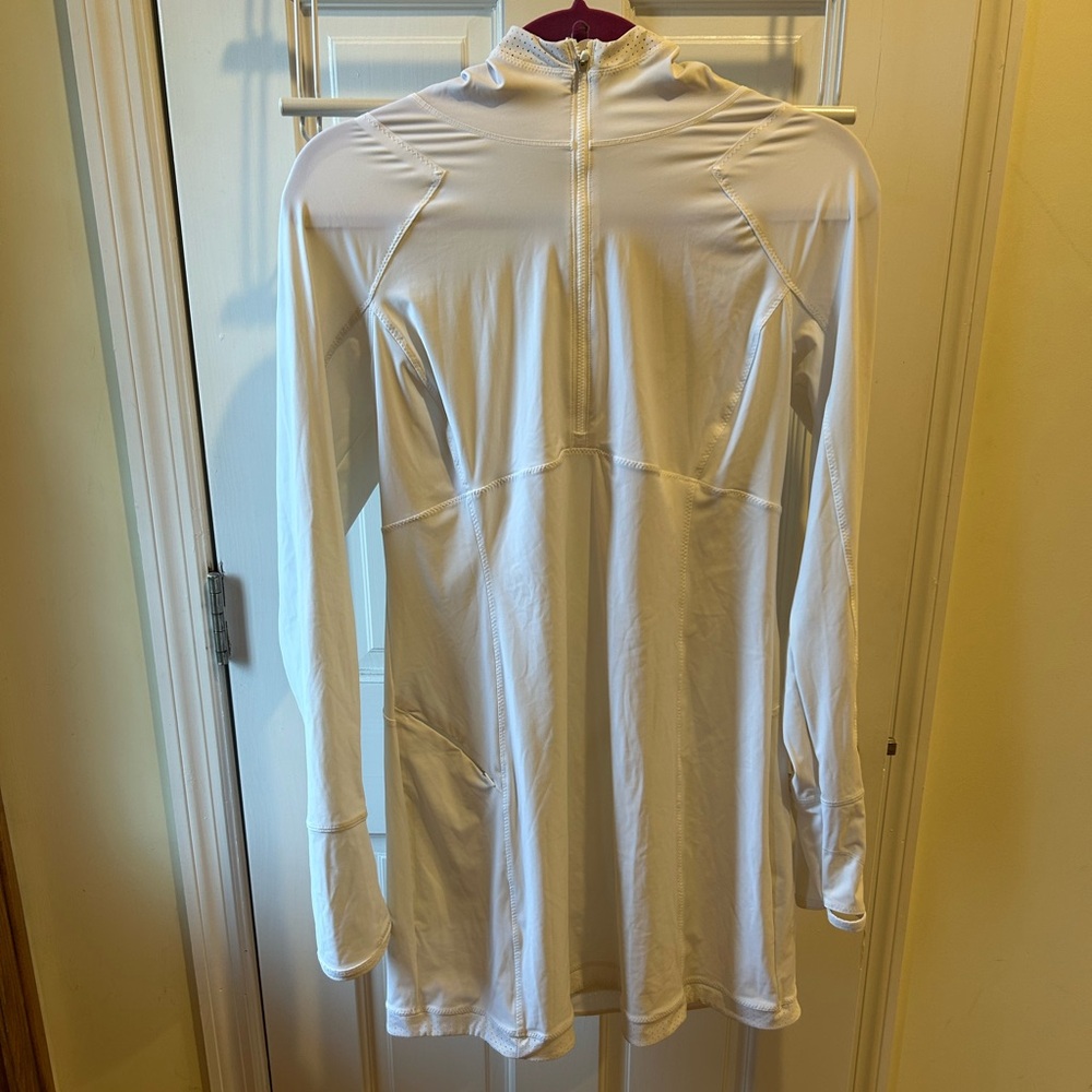 Athleta Cream Zip-Up Hooded Jacket